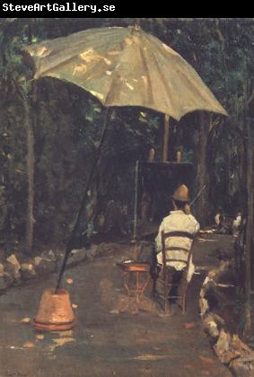 Silvestro lega Angiolo Tommasi Painting in a Garden (nn02)